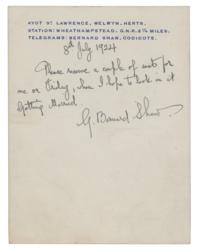 Lot #462 George Bernard Shaw Handwritten Letter Signed - Image 1