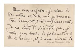 Lot #472 Emile Zola Signed Note - Image 1