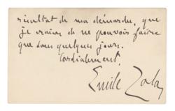 Lot #472 Emile Zola Signed Note - Image 2