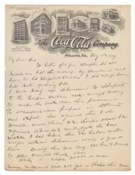 Lot #176 Asa Griggs Candler: Rare letter on ornate Coca-Cola letterhead, handwritten by the company's founder - Image 1