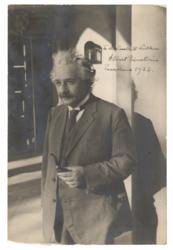 Lot #184 Albert Einstein: Likely one-of-a-kind signed candid of Einstein at CalTech in 1932, chosen by Elsa for an admirer - Image 1