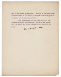Lot #178 Alexander Graham Bell: The inventor of the telephone pays tribute to the inventor of flight, Wilbur Wright: “Few things in history are more remarkable than the resolution and self restraint with which he worked year after year perfecting his machine” - Image 2