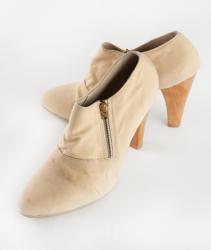 Lot #693 Prince's Custom-Made Tan High-Heeled Boots Worn in 1998 Mel B Interview: Custom-made tan high-heeled boots worn by Prince, reinforced to support his on-stage splits and worn in the 1998 Mel B interview - Image 1