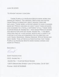 Lot #694 Prince's Custom-Made 'New Power Generation' Boots with Designs and Correspondence: Prince's wild custom-made 