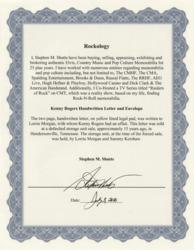 Lot #607 Kenny Rogers: Handwritten love letter from Kenny Rogers to Lorrie Morgan: 