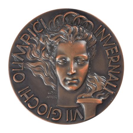 Lot #9211  Cortina 1956 Winter Olympics Bronze Participation Medal - Image 1