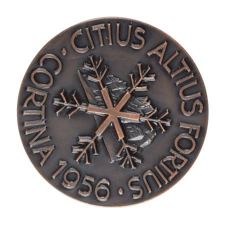 Lot #9211  Cortina 1956 Winter Olympics Bronze Participation Medal - Image 2