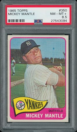 Lot #9050  1965 Topps #350 Mickey Mantle - PSA NM-MT+ 8.5 - Image 1