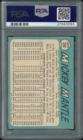 Lot #9050  1965 Topps #350 Mickey Mantle - PSA NM-MT+ 8.5 - Image 2