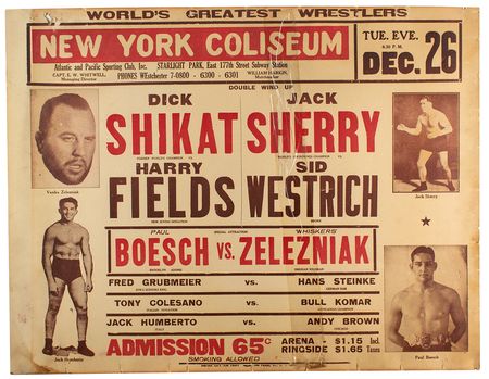 Lot #1152  New York 1933 Professional Wrestling Poster - Image 1