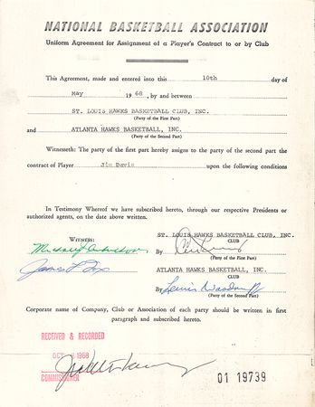 Lot #9186 J. Walter Kennedy (8) Signed Transfer Contracts - Image 4