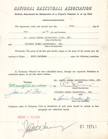 Lot #9186 J. Walter Kennedy (8) Signed Transfer Contracts - Image 5