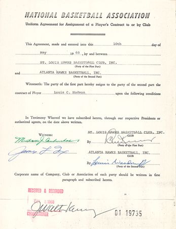 Lot #9186 J. Walter Kennedy (8) Signed Transfer Contracts - Image 7