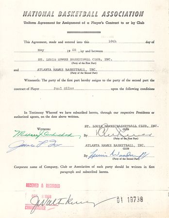 Lot #9186 J. Walter Kennedy (8) Signed Transfer Contracts - Image 8