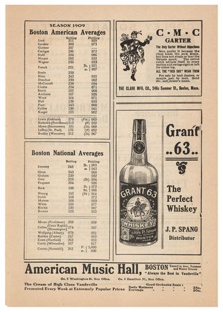 Lot #9224  Circa 1910 Boston vs Washington Baseball Record with Score Card (Scored) - Image 3