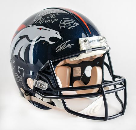 Lot #9298  2015 Denver Broncos Super Bowl 50 Team-Signed Helmet with Peyton Manning - Image 1