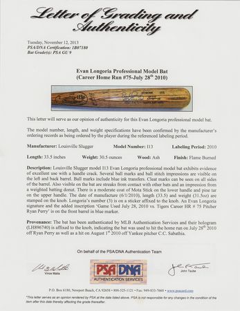 Lot #9230 Evan Longoria's Game-Used Baseball Bat - Image 2