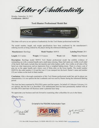 Lot #9229 Torii Hunter's Game-Used Baseball Bat - Image 2