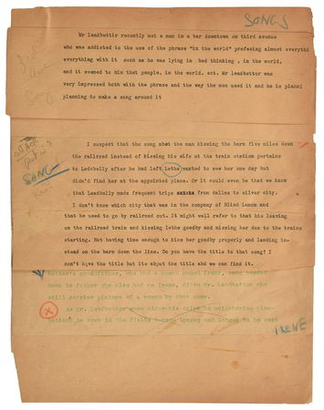 Lot #384 Huddie ?Lead Belly? Ledbetter: Lead Belly's never-before-seen unpublished biography - Image 2