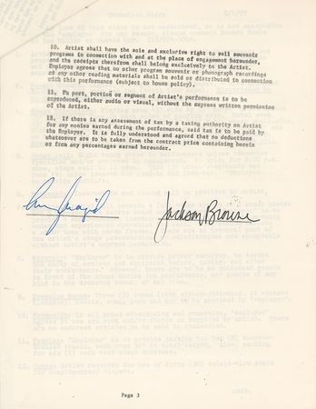 Lot #449 Jackson Browne Signed Document - Image 2