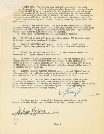 Lot #449 Jackson Browne Signed Document - Image 5