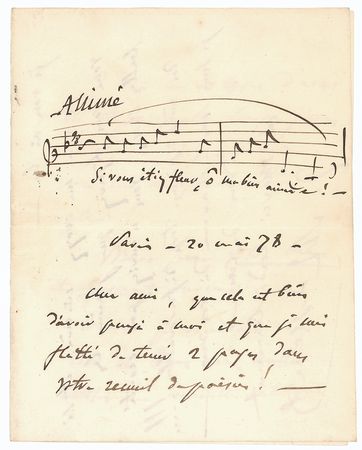 Lot #422 Jules Massenet Handwritten Letter Signed - Image 1