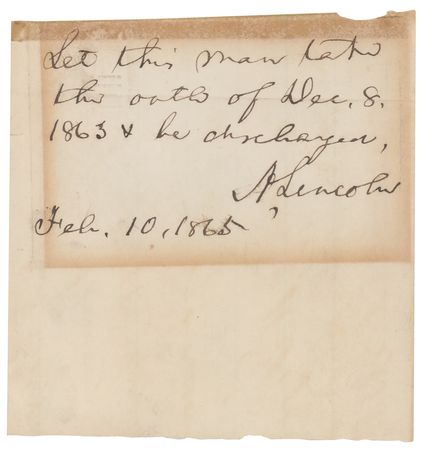 Lot #14 Abraham Lincoln: Lincoln signs on the day