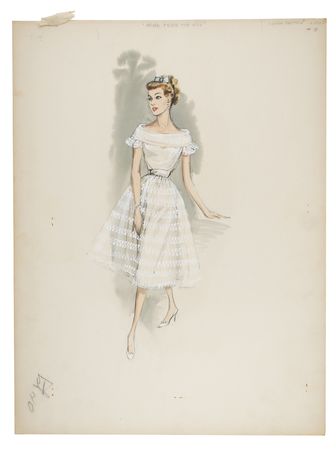 Lot #749 Walter Plunkett: Charming dress sketches from an Oscar-winning costume designer - Image 3