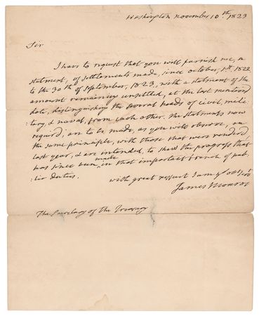 Lot #9 James Monroe: President Monroe requests his