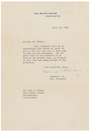 Lot #96 Eleanor Roosevelt White House Card - Image 1