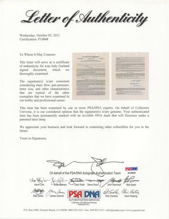 Lot #675 Judy Garland Signed Document - Image 3