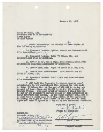 Lot #663 Errol Flynn Signed Document - Image 1