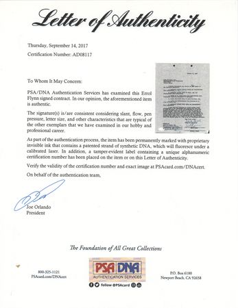 Lot #663 Errol Flynn Signed Document - Image 2