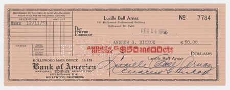Lot #615 Lucille Ball and Desi Arnaz Checks - Image 1