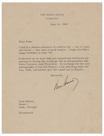 Lot #31 John F. Kennedy: JFK to a young supporter: 