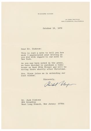 Lot #87 Richard Nixon Typed Letter Signed - Image 1