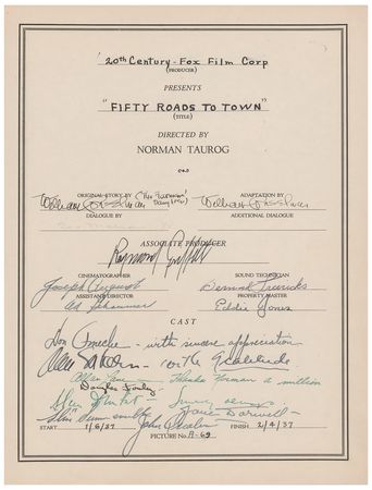 Lot #661 Fifty Roads to Town Cast Sheet - Image 1