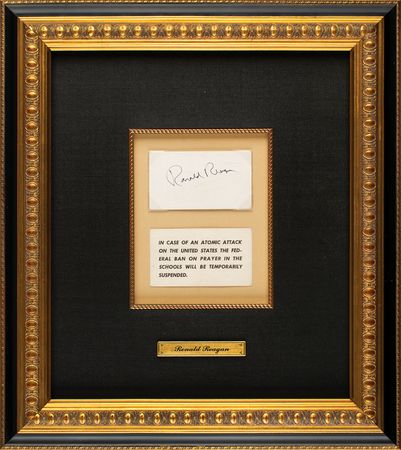 Lot #94 Ronald Reagan: “In case of an atomic attack...the federal ban on prayer in the schools will be temporarily suspended” - Image 1