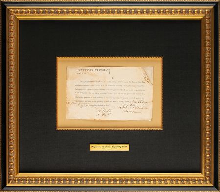 Lot #127 Republic of Texas: To receive land, a Texan swears: ?I did not leave the Country during the campaign of the Spring of 1836 to avoid a participation in the struggle, that I did not refuse to participate in the War? - Image 1