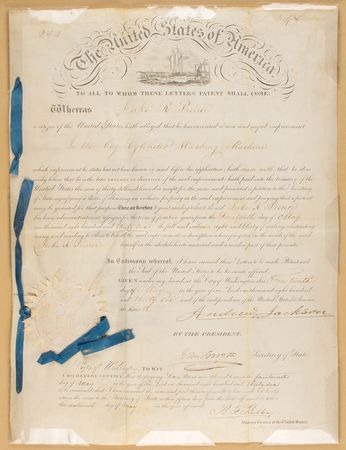 Lot #10 Andrew Jackson: President Jackson grants a patent for improvements in the 