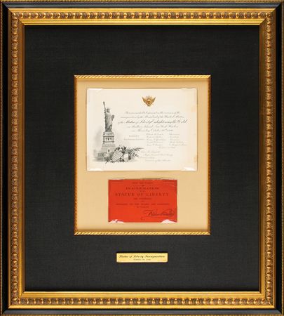 Lot #291 Statue of Liberty: Invitation and ticket to the 1886 Statue of Liberty dedication ceremonies - Image 1