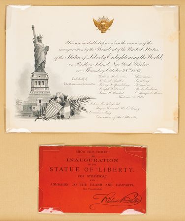 Lot #291 Statue of Liberty: Invitation and ticket to the 1886 Statue of Liberty dedication ceremonies - Image 2