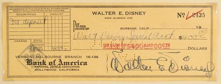 Lot #315 Walt Disney Check - Image 2