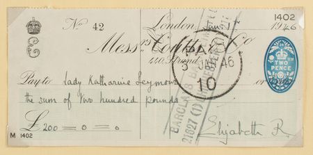 Lot #156 Elizabeth, Queen Mother Check - Image 2