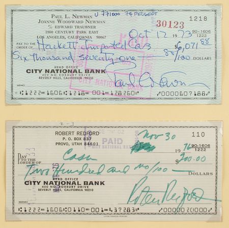 Lot #740 Paul Newman and Robert Redford Checks - Image 2