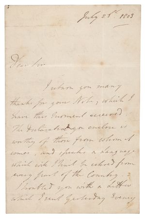 Lot #194 William Pitt the Younger Handwritten Letter Signed - Image 1