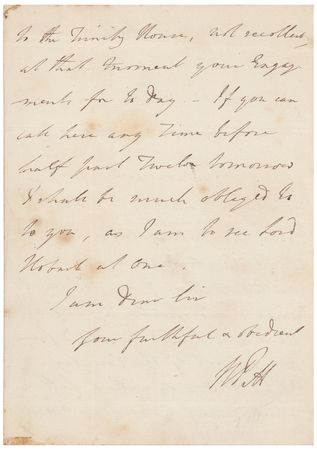 Lot #194 William Pitt the Younger Handwritten Letter Signed - Image 2
