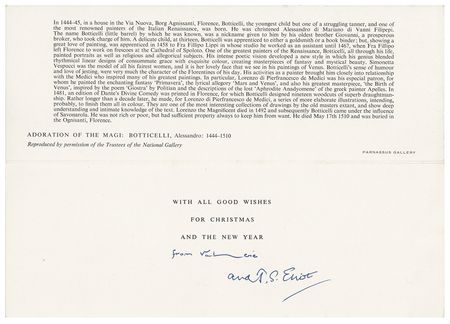Lot #361 T. S. Eliot Christmas Card - Image 2