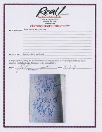 Lot #426 Luther Allison Signature - Image 3