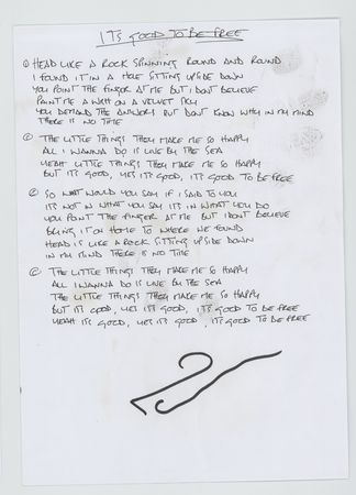 Lot #406 Oasis: Gallagher, Noel: Five Oasis song lyrics handwritten by Noel Gallagher - Image 2